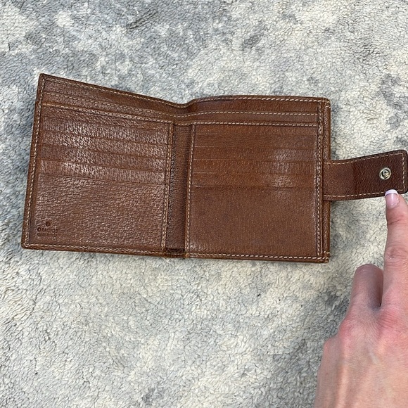 Vintage Gucci Monogram Bamboo French Wallet Brown GG Compact - Picture 14 of 17